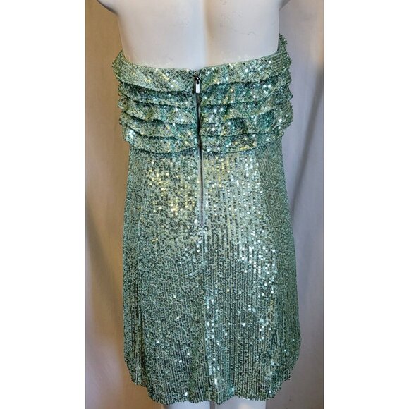 Free People Sparkle Dress Size 12 Mint Green Strapless Mini Ruffle Top NWOT - Picture 6 of 9